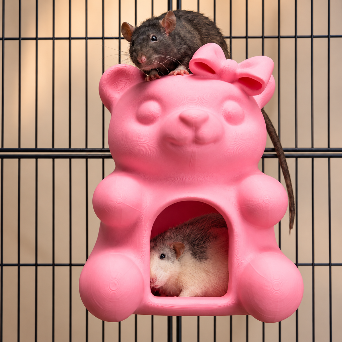 Pink gummy-bear rat hide