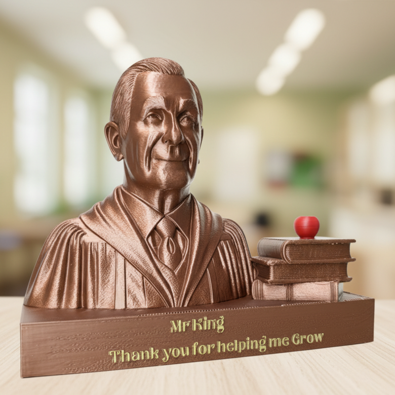 Thank You Teacher Portrait Bust with Engraved Base