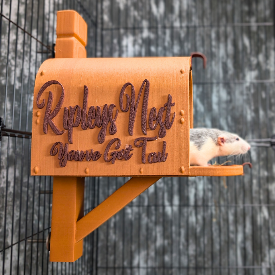 Custom Rat Mailbox Nest & Bed front view showing entrance