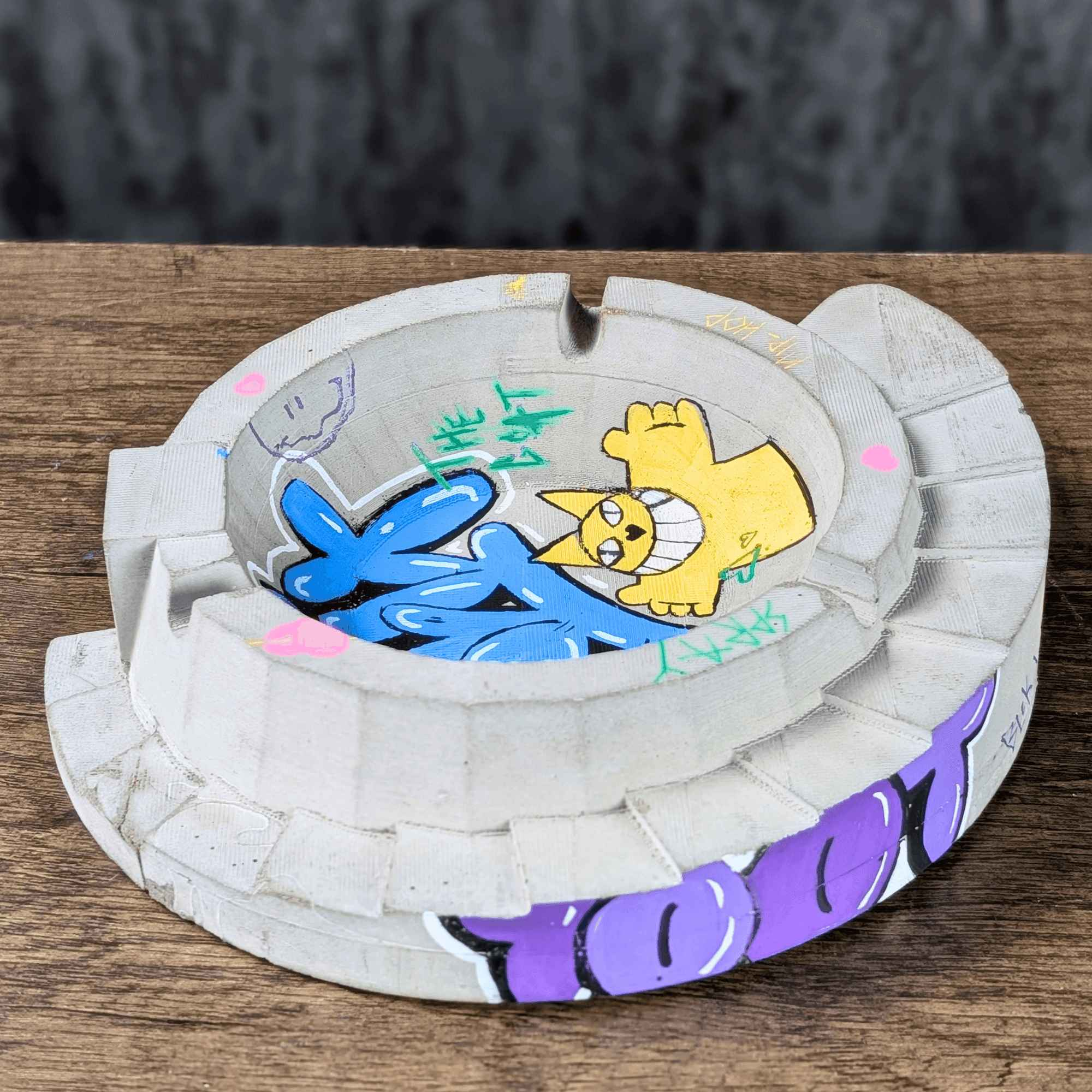 Custom Graffiti Concrete Ashtray