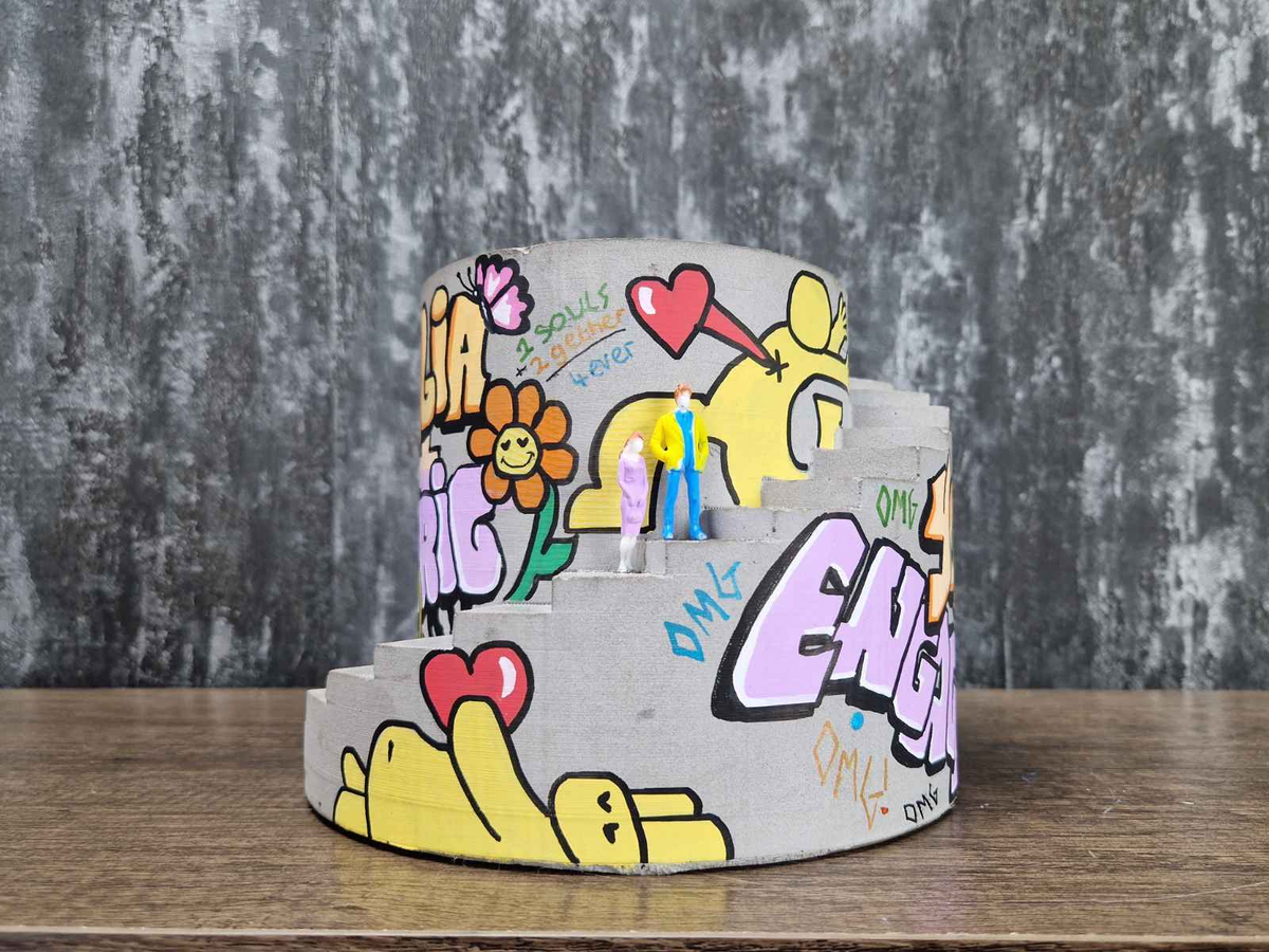 Statement Graffiti Planter Engagement Gift styled in home setting