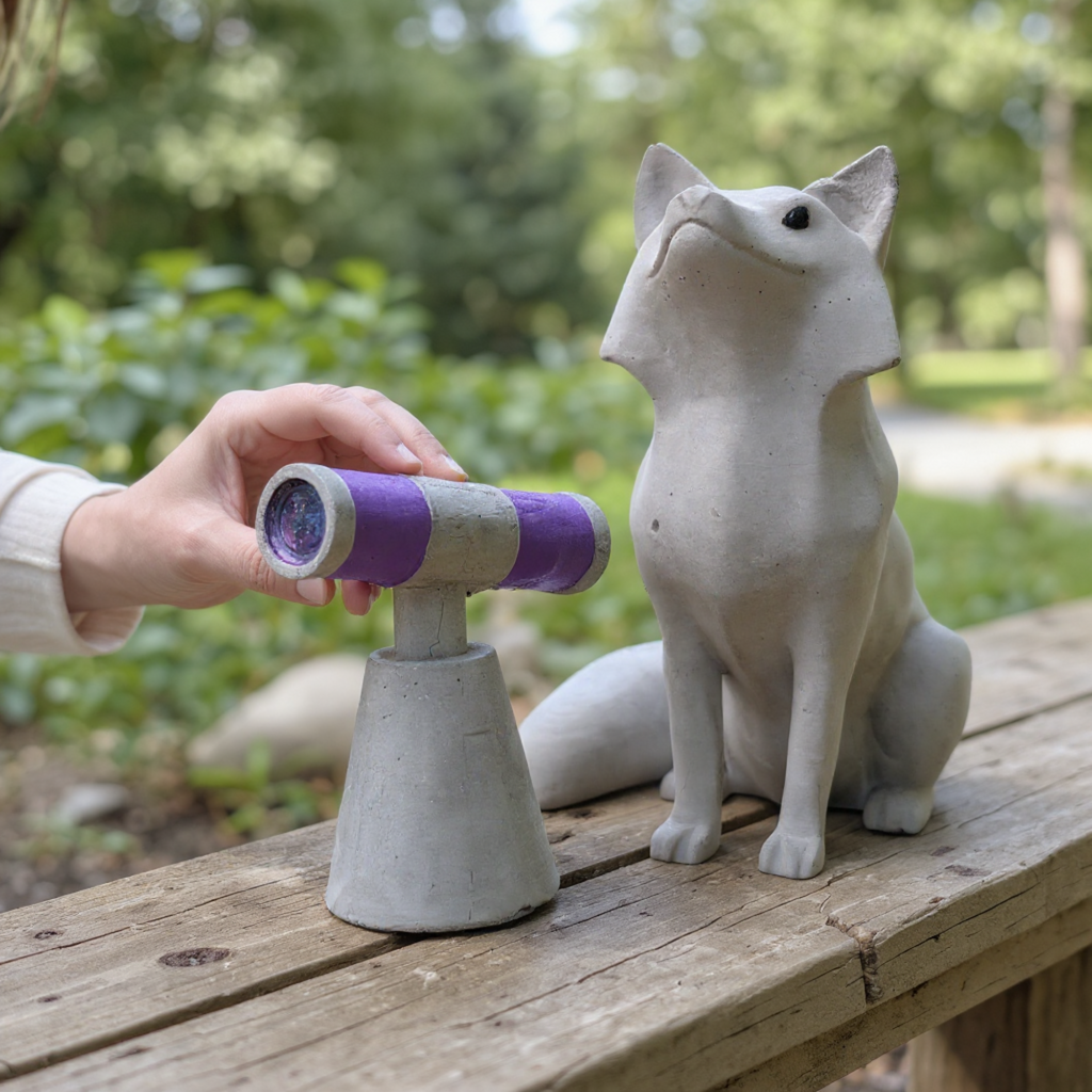 Stargazing Fox & Telescope Duo