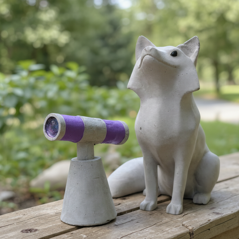 Stargazing Fox Statue rear view