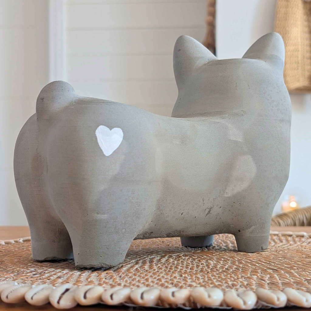 Handmade Corgi Stone Ornament with Heart