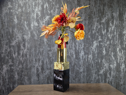 Glam Lipstick Vase, Red & Gold • Modern Home Decor, Unique Statement Piece