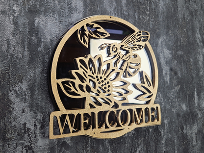 Gold 3D Welcome Mirror