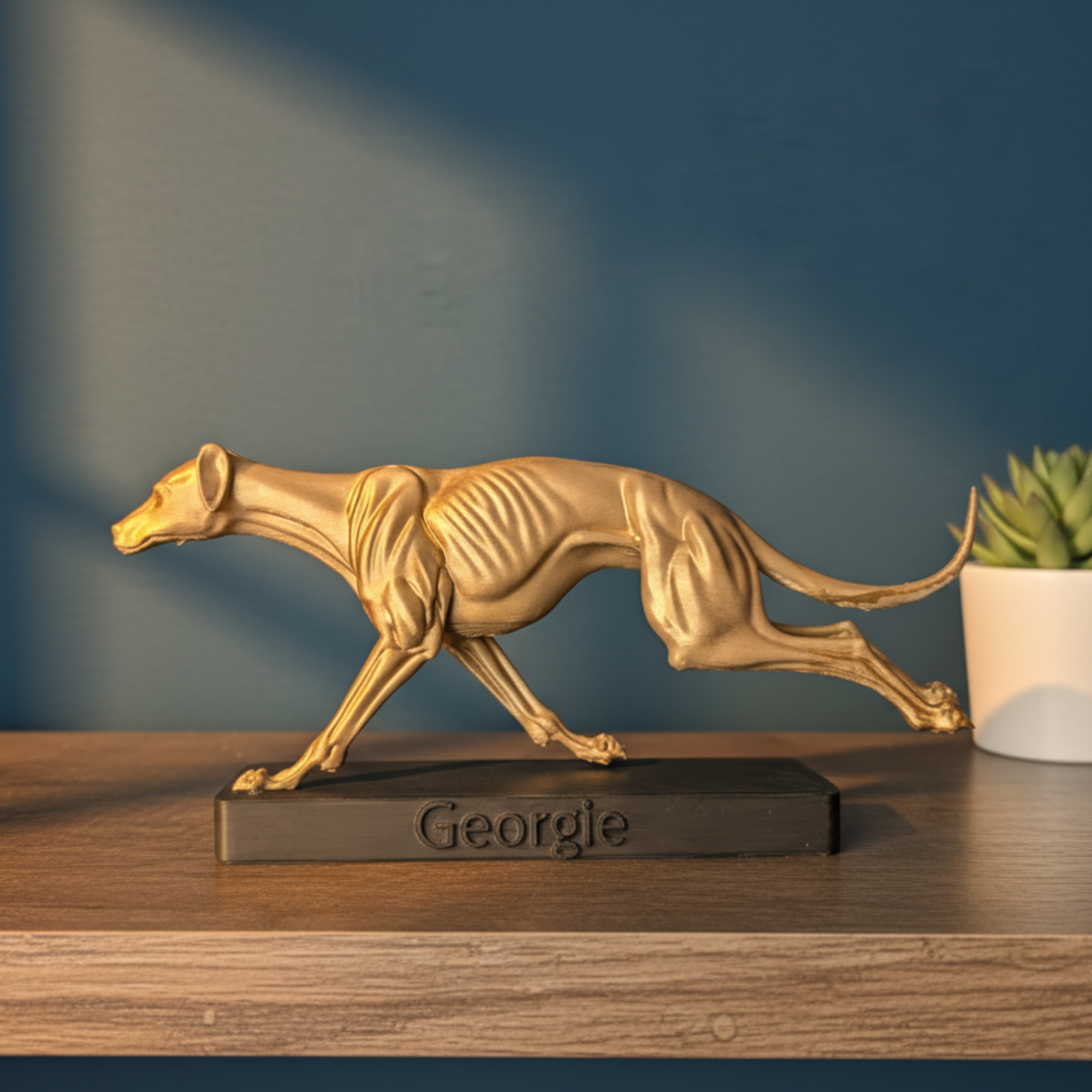 Custom Dynamic Pet Statue with Engraved Base