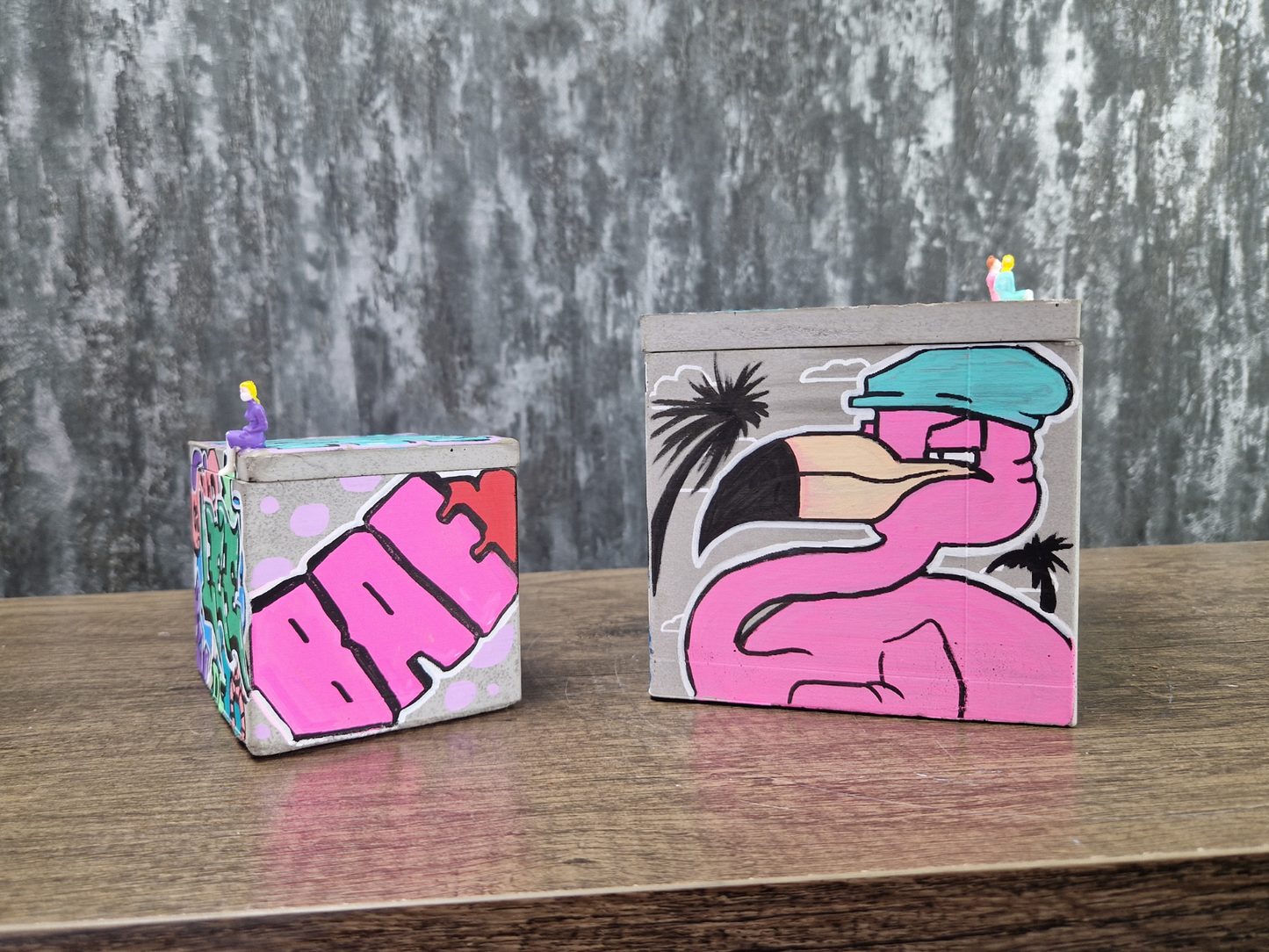 Graffiti Concrete Box, Custom Art Storage • Urban Decor, Jewellery or Tobacco Holder, Unique Gift