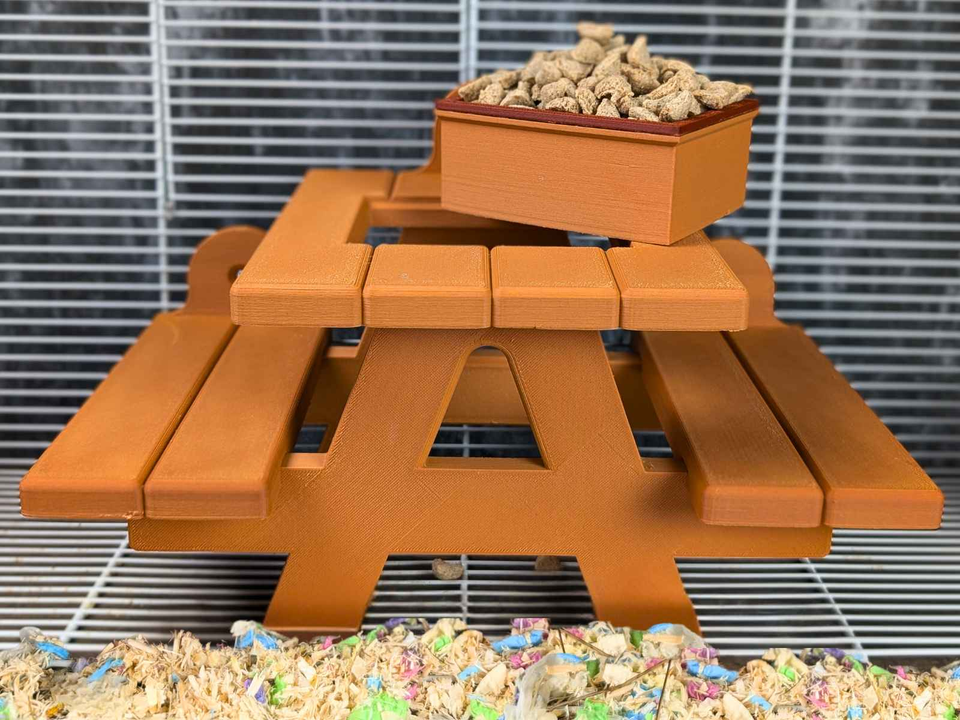 Rat Picnic Bench Food Bowl styled in home setting