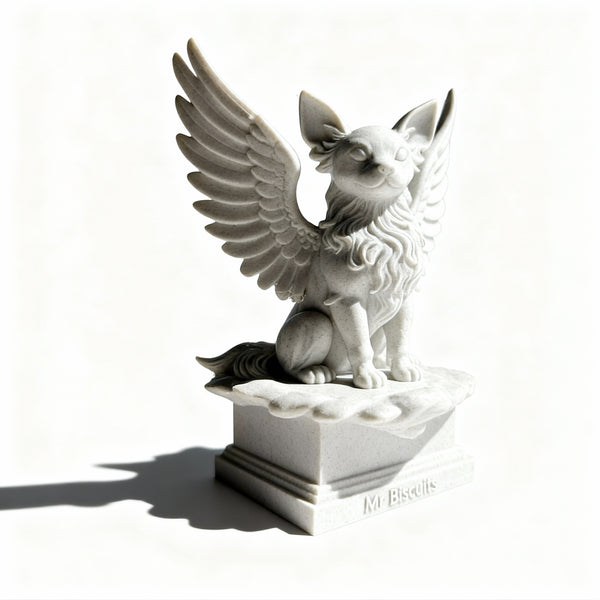 Pet Memorial Angel Statue - handmade cast stone memorial | Ripleys Nest