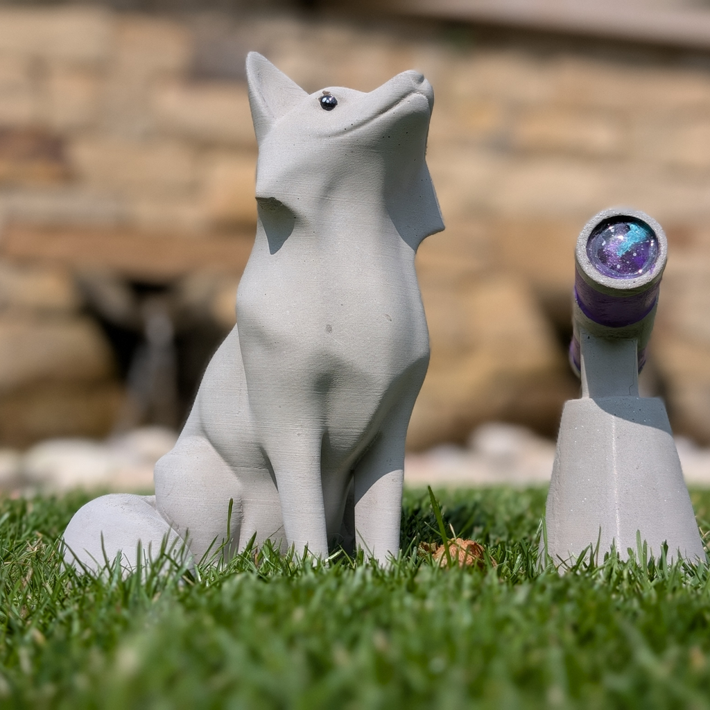 Stargazing Fox & Telescope Duo