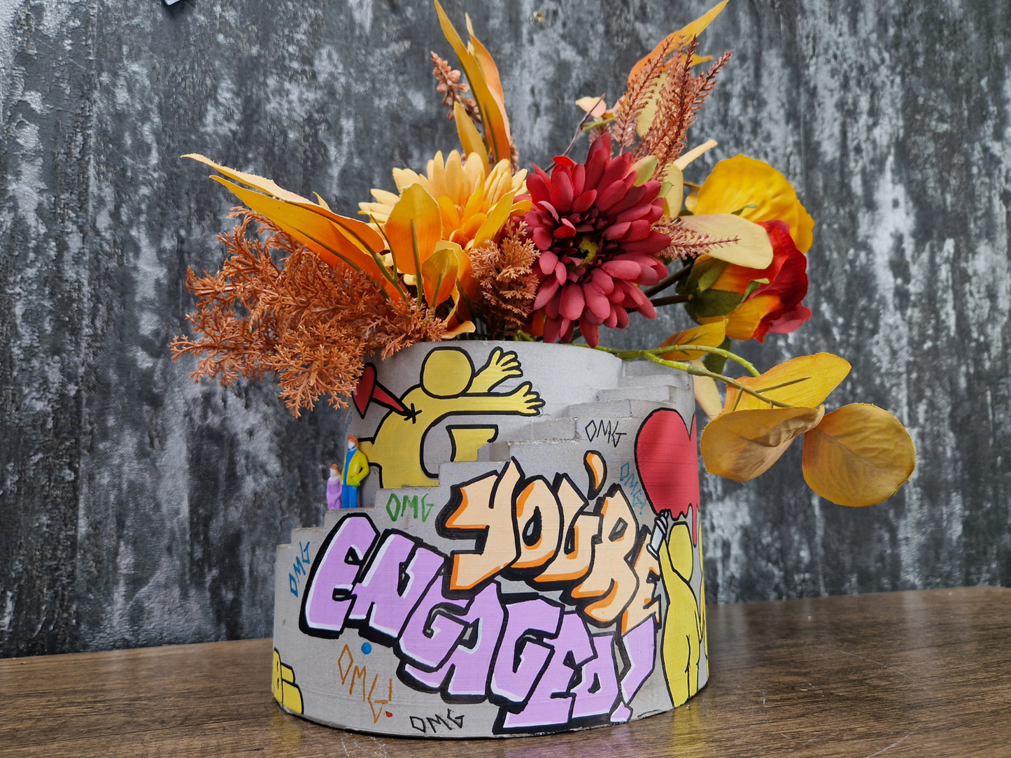 Engagement Gift Statement Graffiti Planter Large