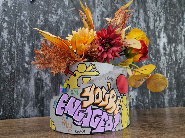 Statement Graffiti Planter Engagement Gift