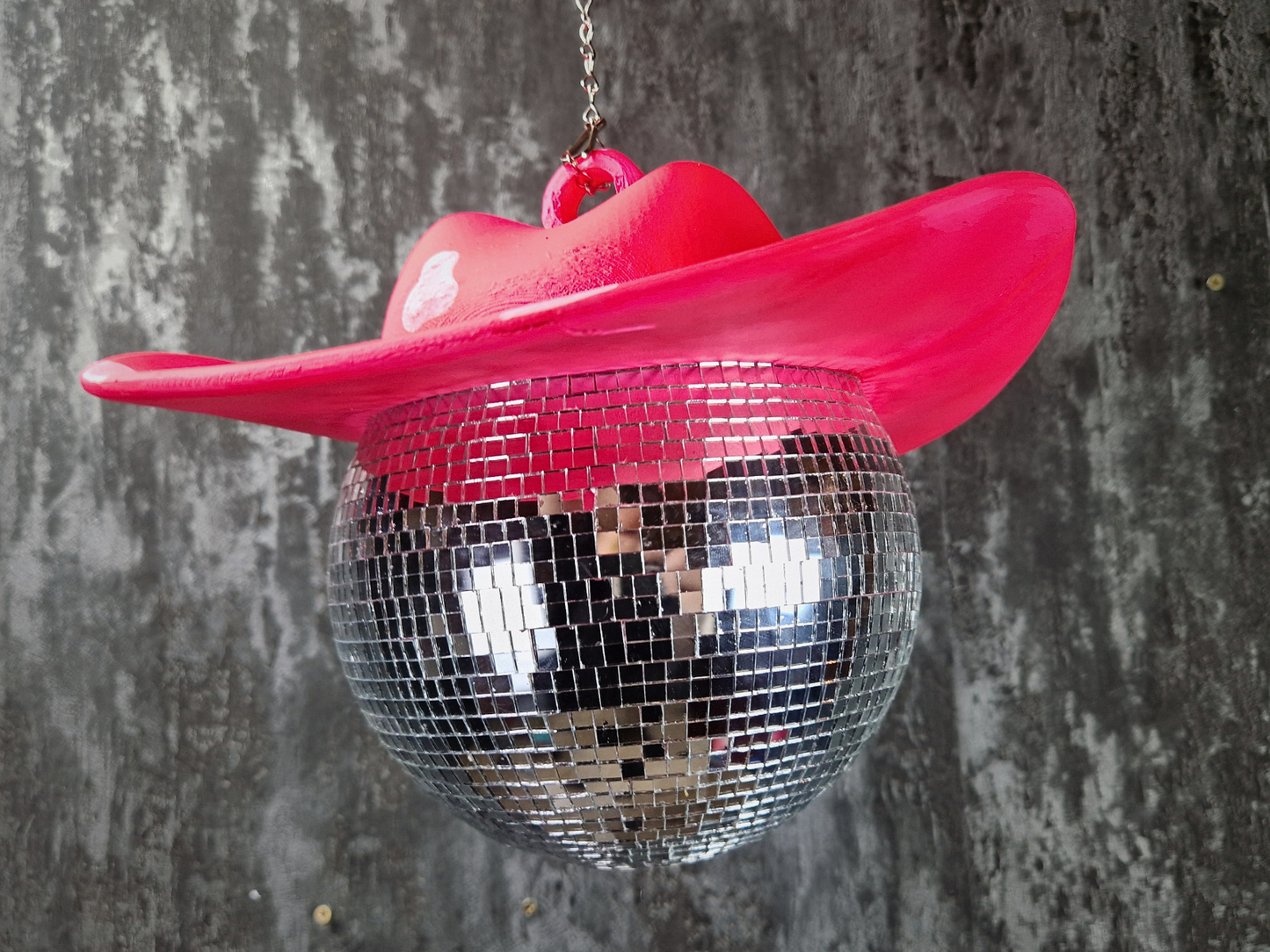 Pink Cowboy Hat Disco Ball • Fun Western Party Decor, Unique Car Ornament, Hen Night Gift, Car Ornament