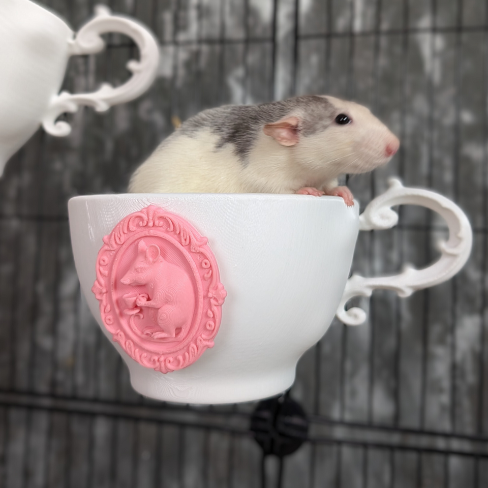 Teapot Rat Hide & Shelf Set full set arranged together