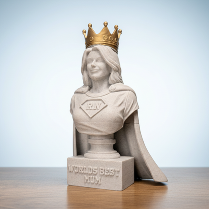 Custom Mum Statue | Gold Crown Photo Bust | Engraved Base - main image