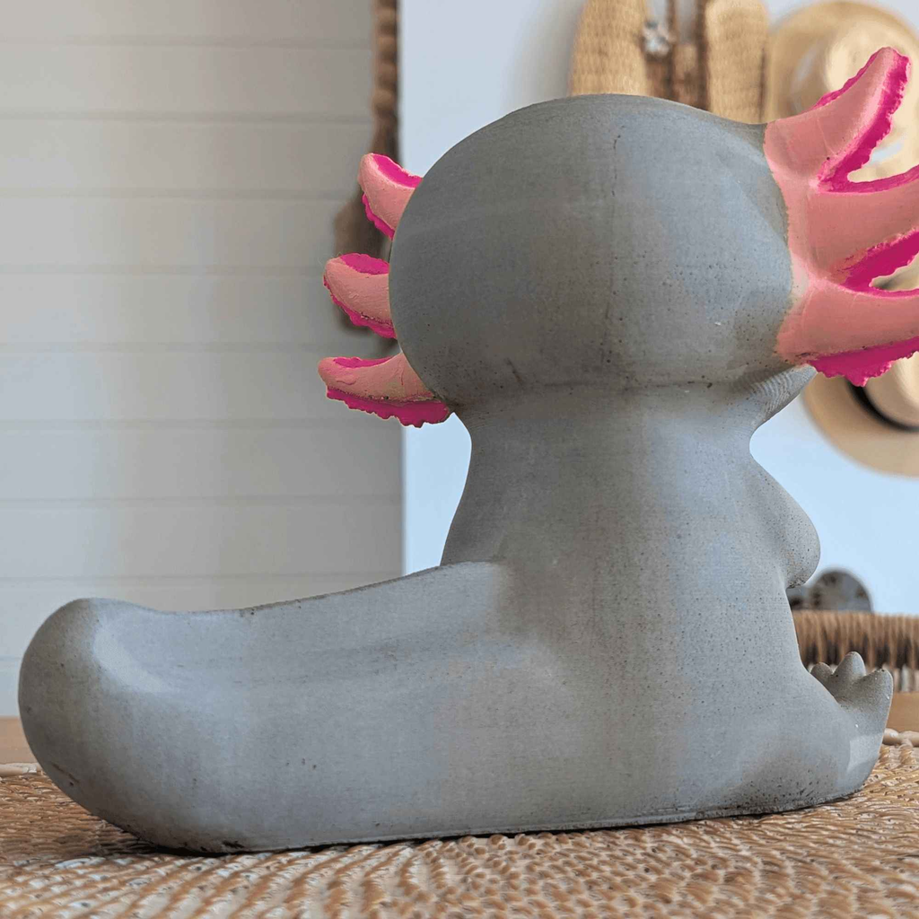 Concrete Axolotl Ornament with Cupcake
