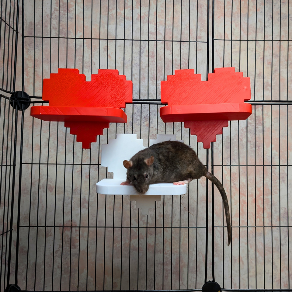 Pixel Heart Rat Cage Shelves styled in home setting