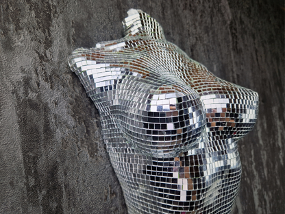 Female Body Sculpture, Modern Mirror Ball Wall Art, Luxury Home Decor, Statement Art Piece