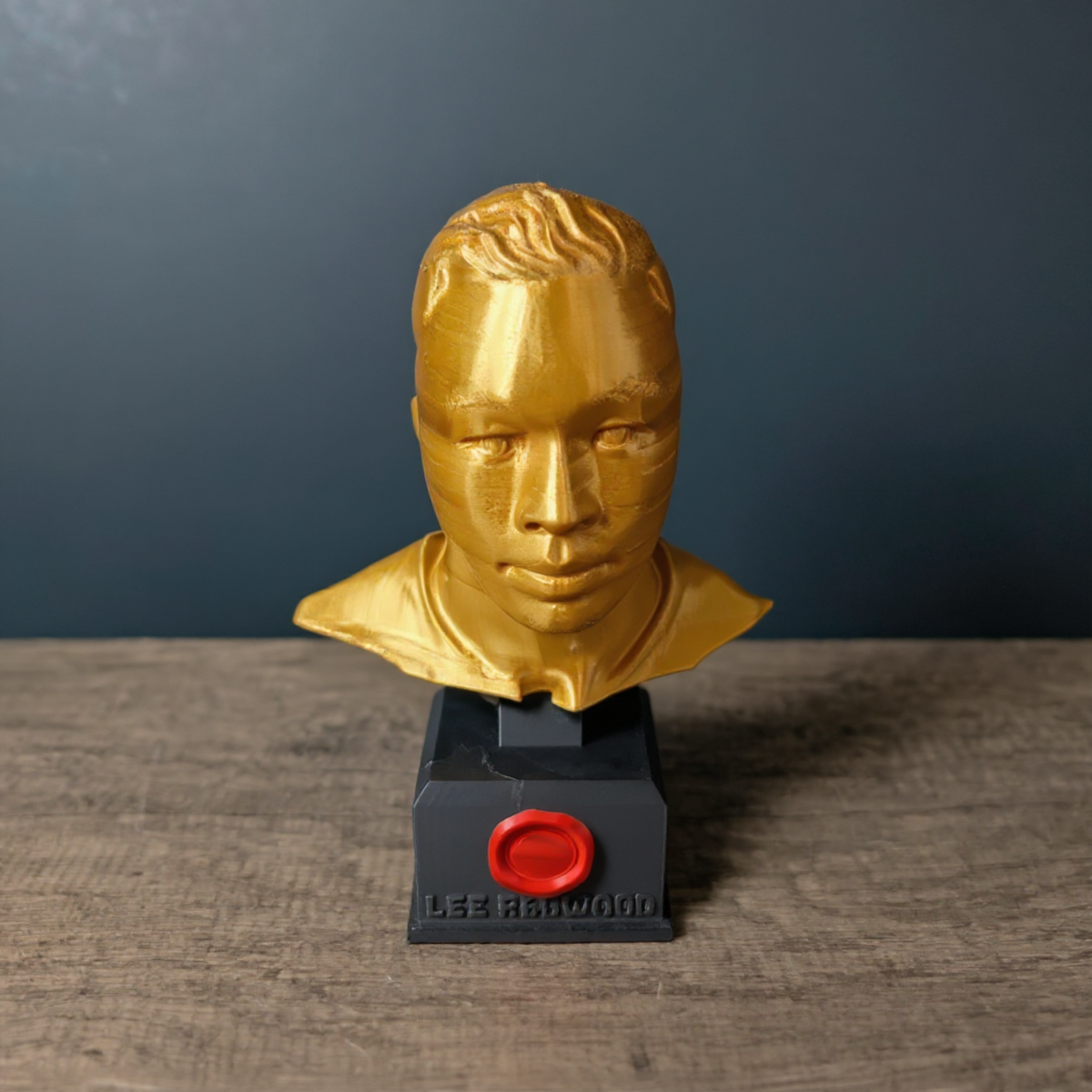 Personalised Gold Bust Trophy product packaging and presentation