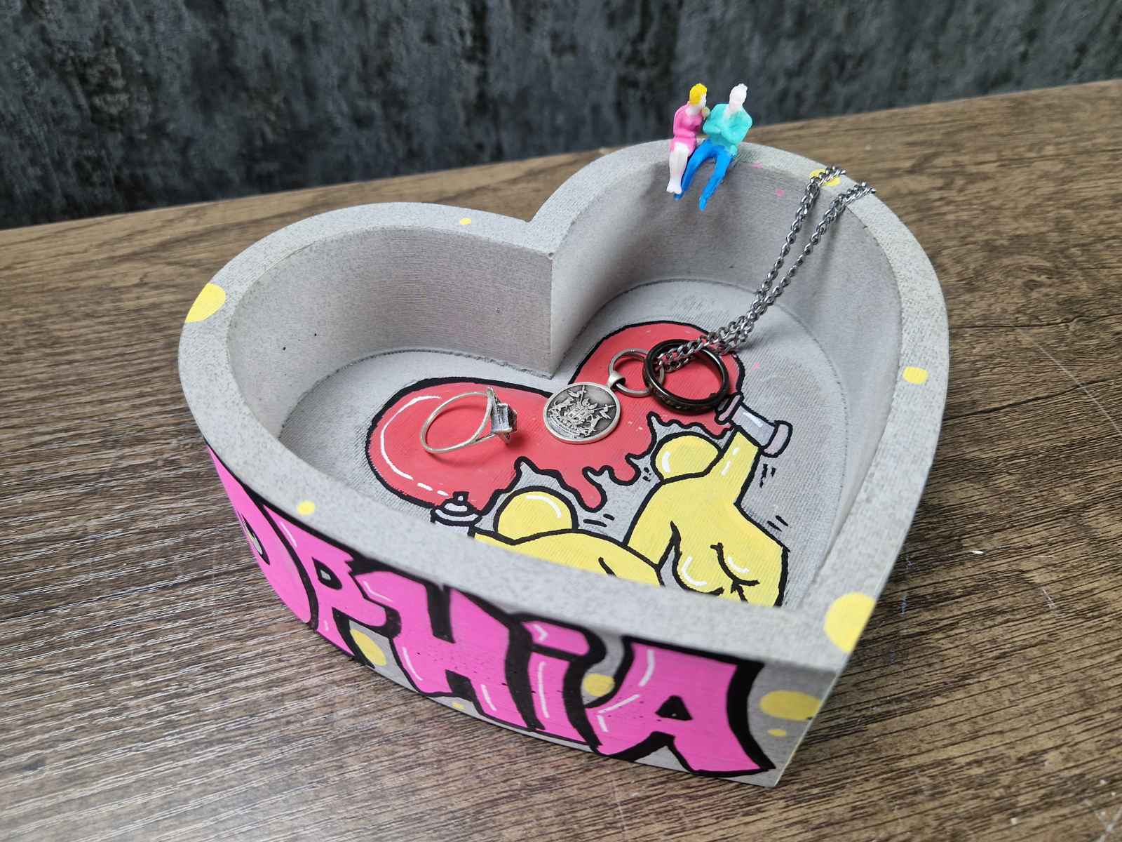 Heart-Shaped Graffiti Ashtray