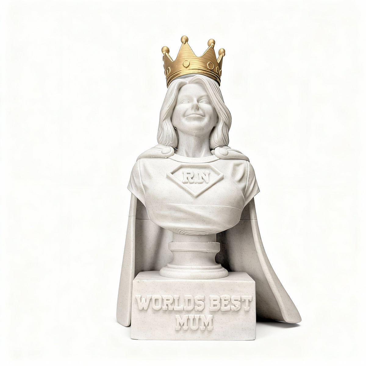 Custom Mum Statue | Gold Crown Photo Bust | Engraved Base - close-up