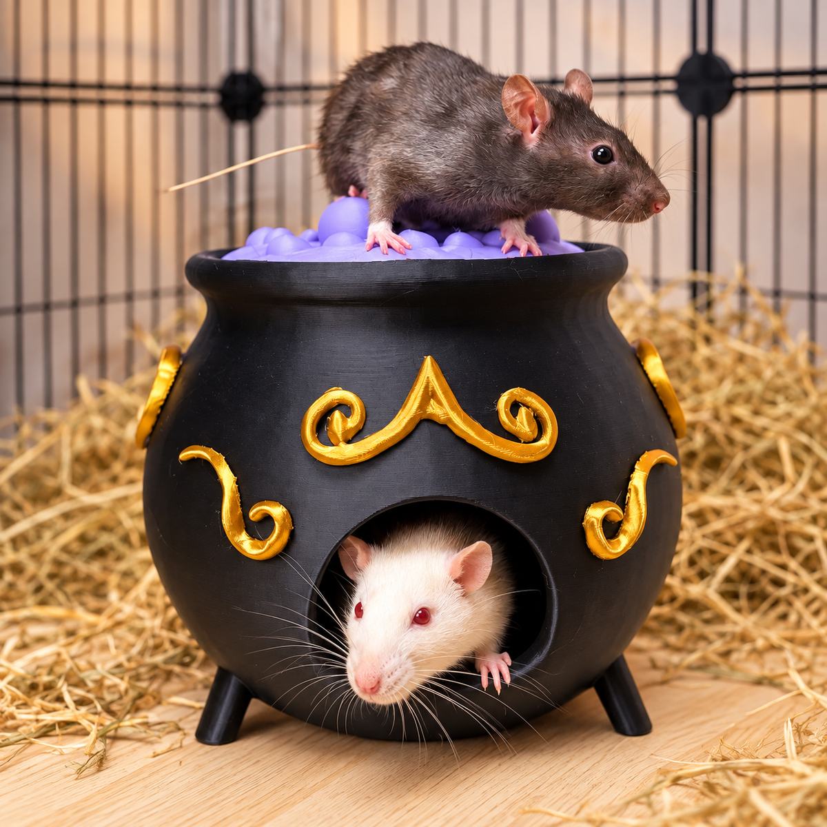 Witch cauldron rat hide