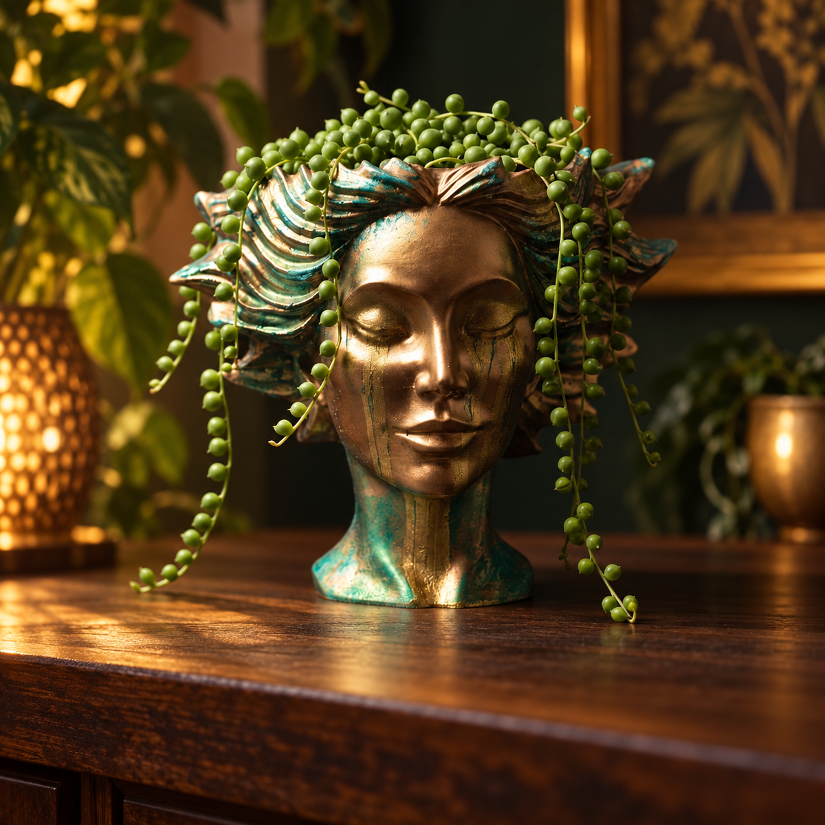 Golden Tears bust planter