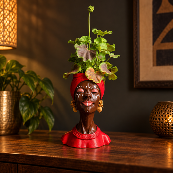 Red woman-head planter