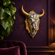Mirror bull-skull wall art