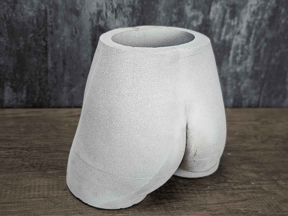 Cheeky Bum Cast Stone Planter — decorative detail — hand-cast concrete