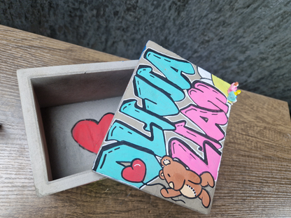 Graffiti Concrete Box, Custom Art Storage • Urban Decor, Jewellery or Tobacco Holder, Unique Gift