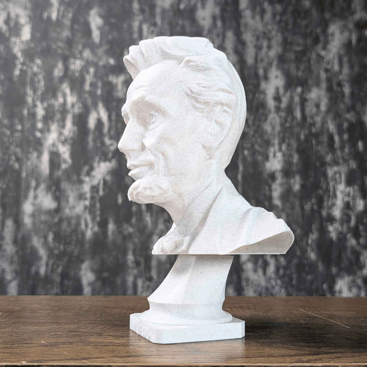 Custom Photo-to-Bust Sculpture base and inscription detail