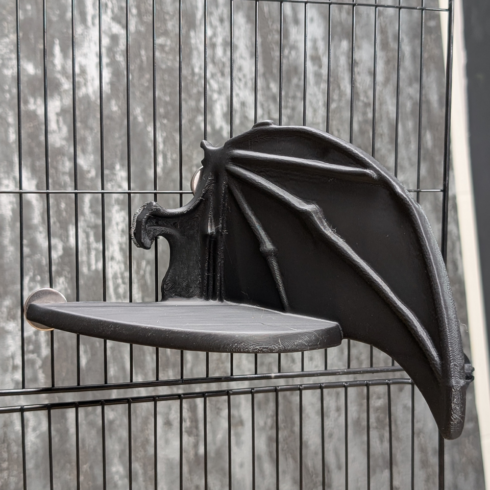 Gothic Bat Wing Rat Cage Shelf Perch close-up of shelf surface
