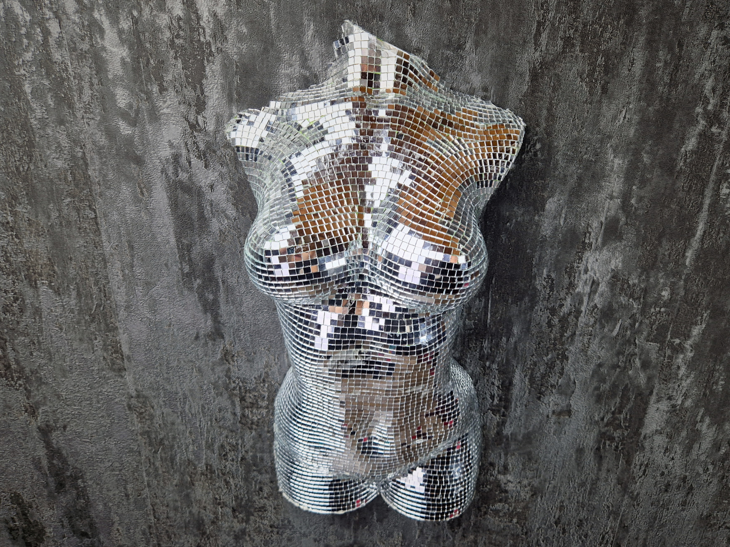 Female Body Sculpture, Modern Mirror Ball Wall Art, Luxury Home Decor, Statement Art Piece