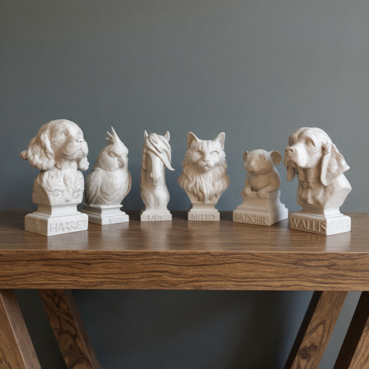 Custom Pet Bust styled in home setting