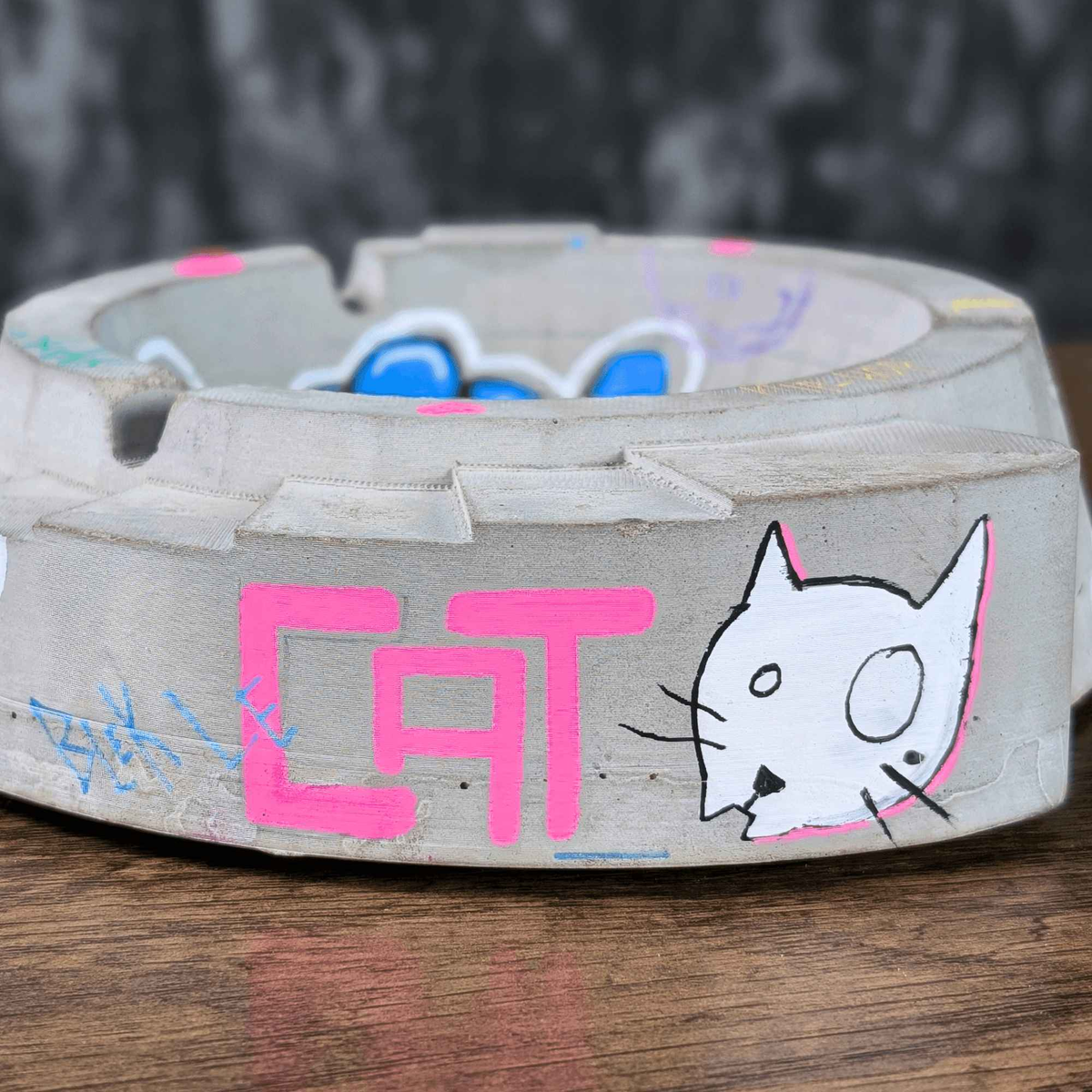 Custom Graffiti Concrete Ashtray lifestyle context shot
