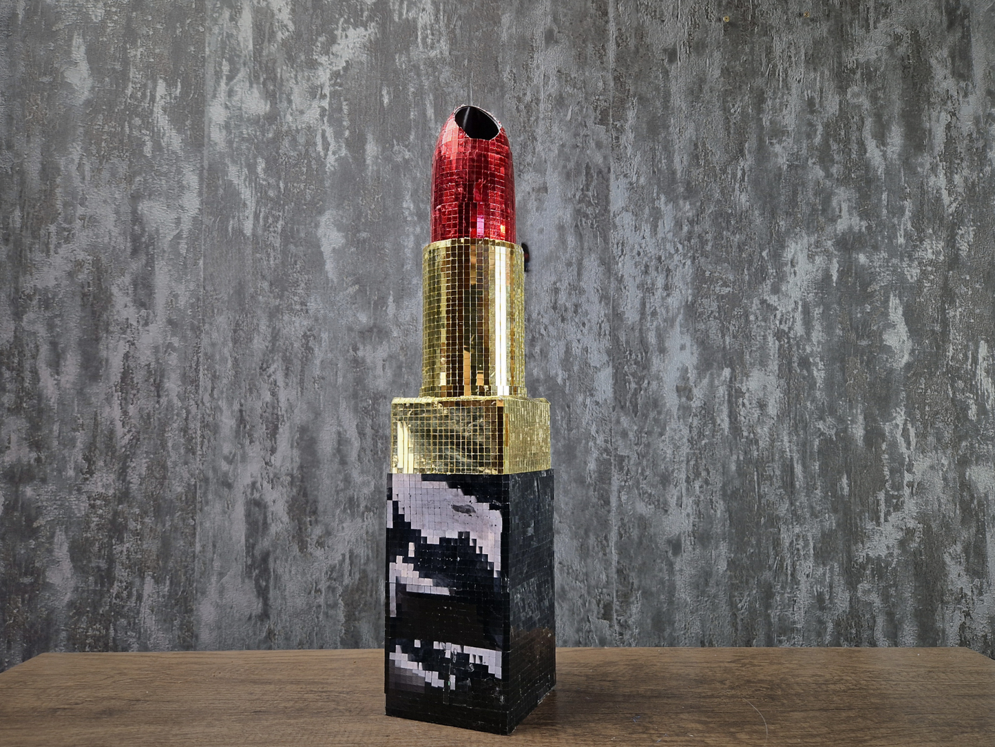 Glam Lipstick Vase, Red & Gold • Modern Home Decor, Unique Statement Piece