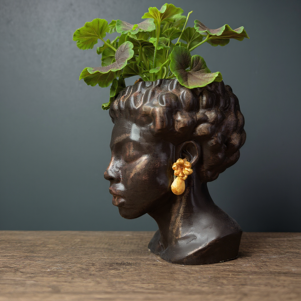 African Woman Bust Planter