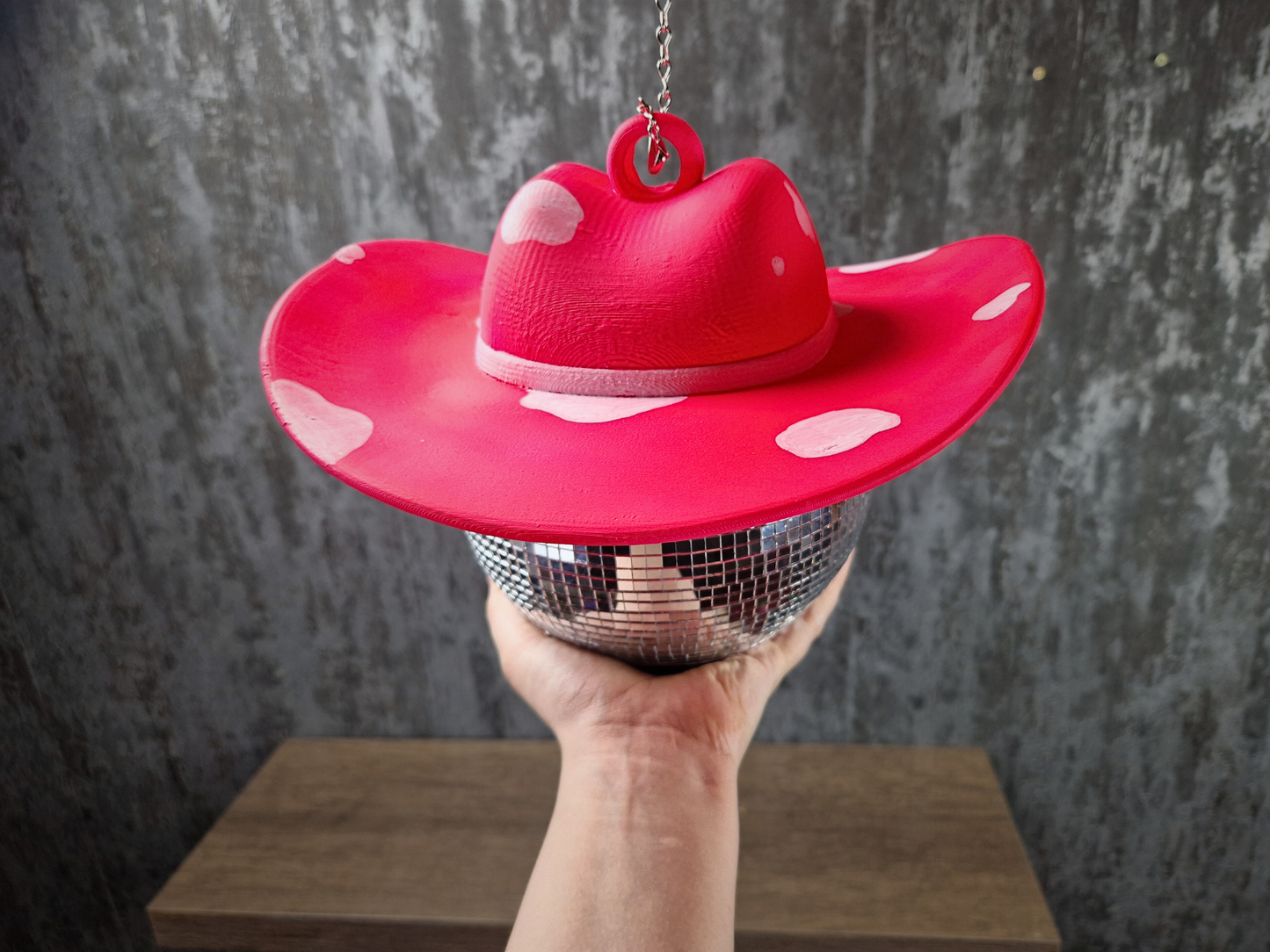 Pink Cowboy Hat Disco Ball • Fun Western Party Decor, Unique Car Ornament, Hen Night Gift, Car Ornament