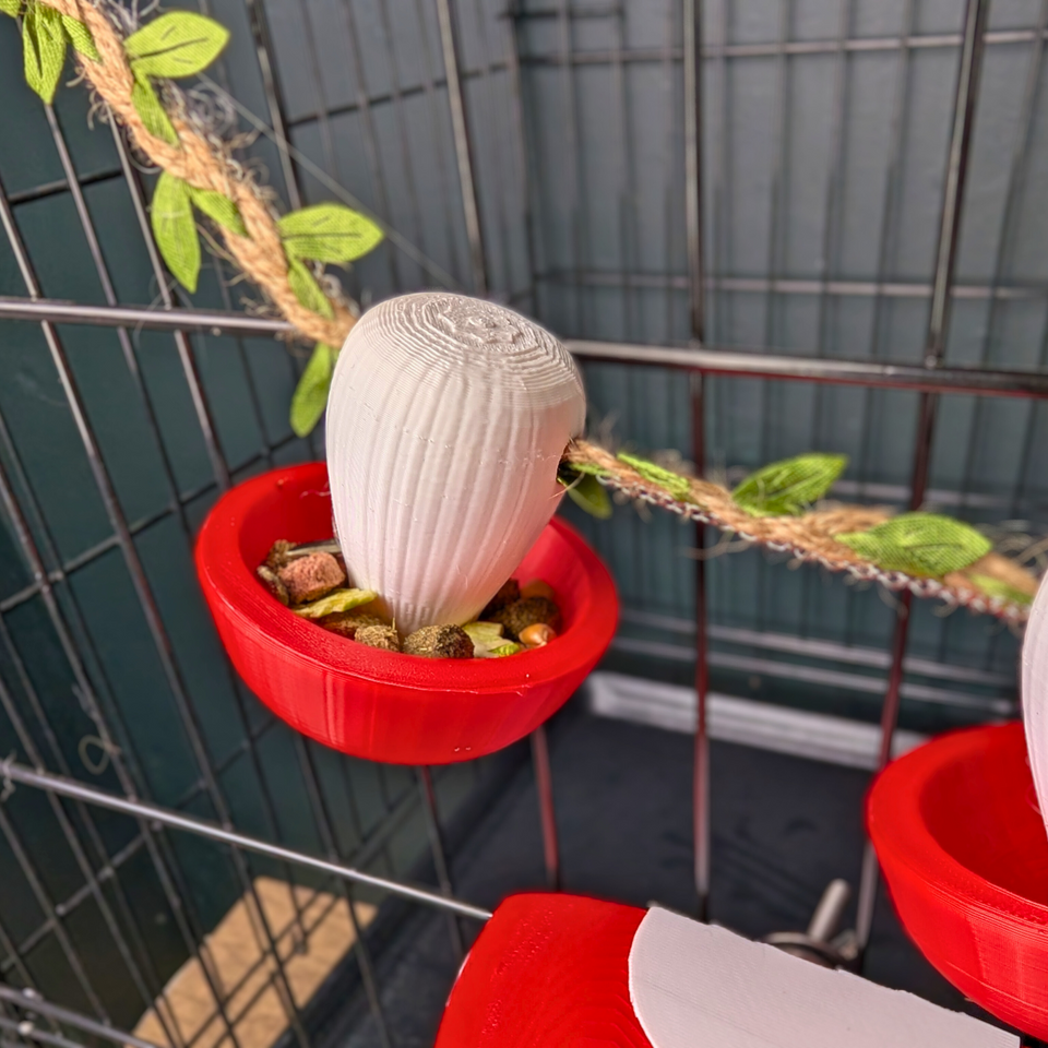 Mushroom Rat Foraging Toy Cups size reference with hand