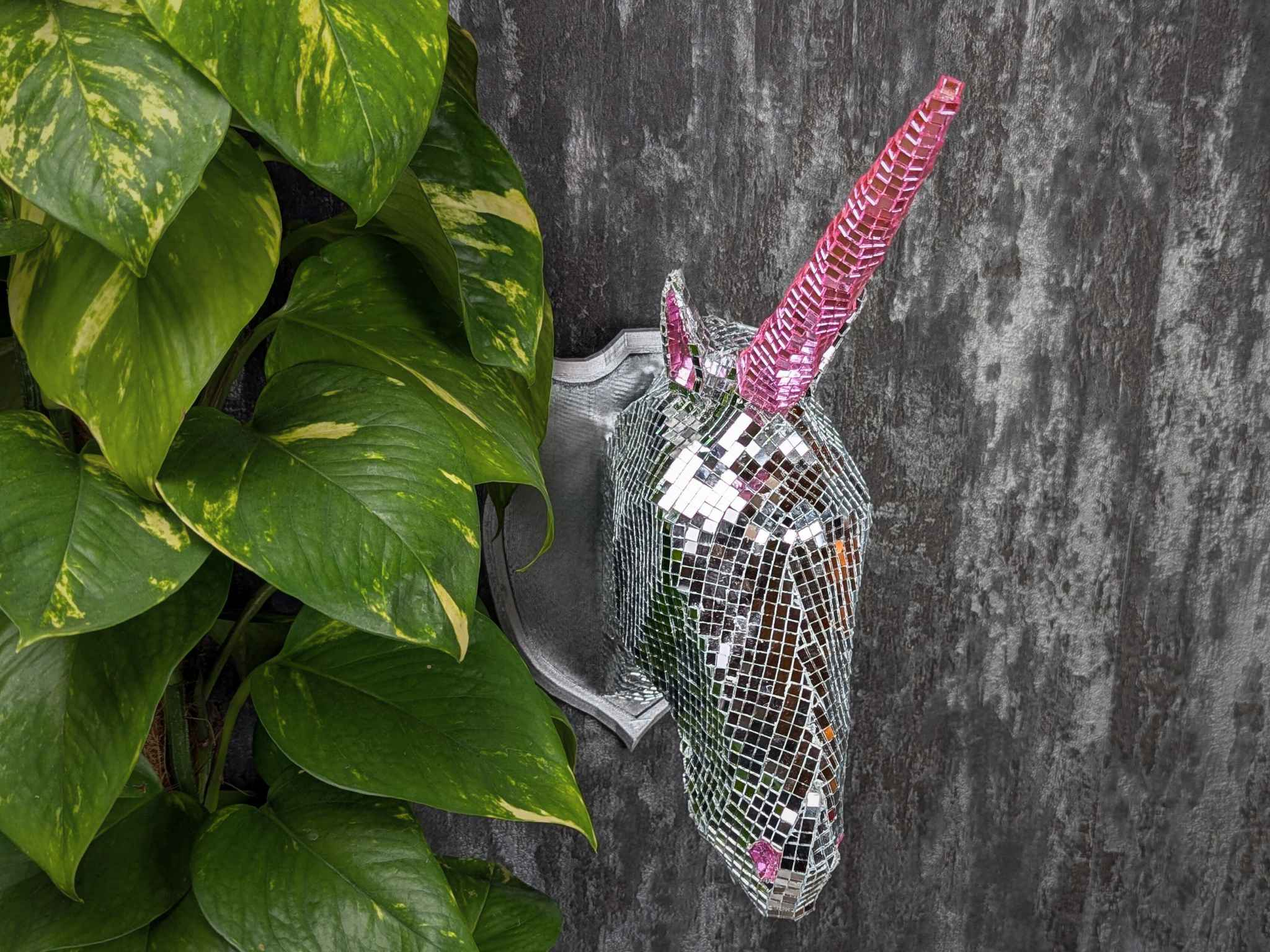 Silver Mirror Unicorn Bust