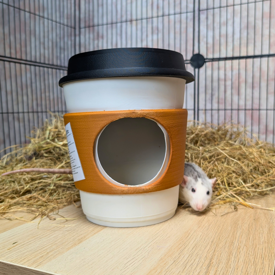 Rat Hide Coffee Cup styled in home setting