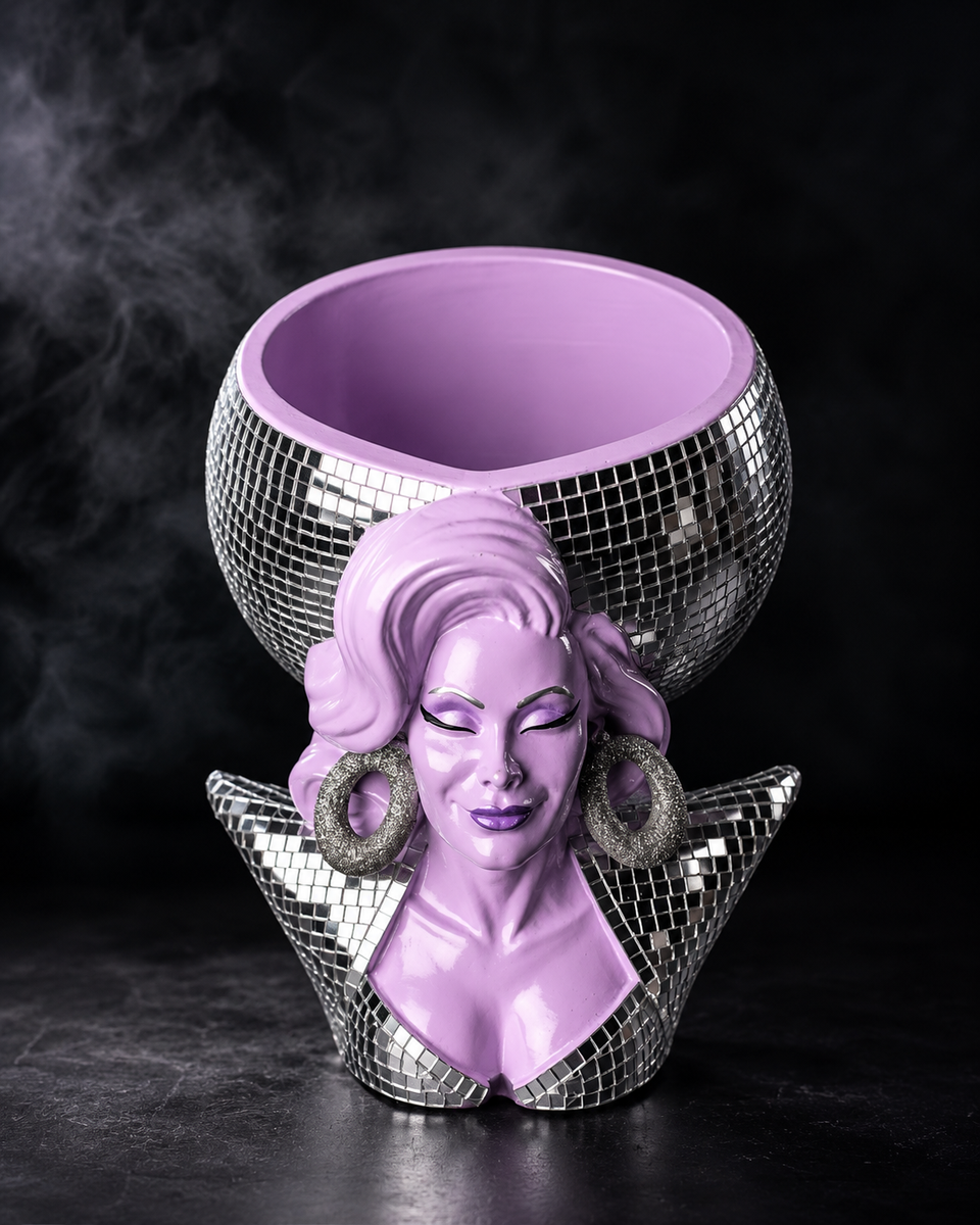 Mother Mirrorball mirrorball plant pot shown empty from the front