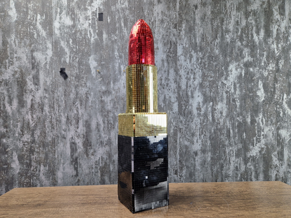 Glam Lipstick Vase, Red & Gold • Modern Home Decor, Unique Statement Piece