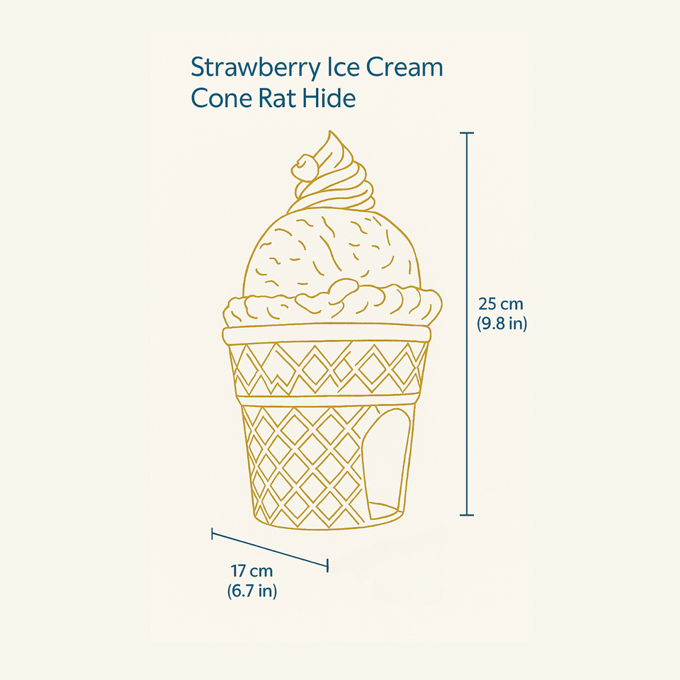 Ice Cream Cone Rat Hide size reference with hand for scale