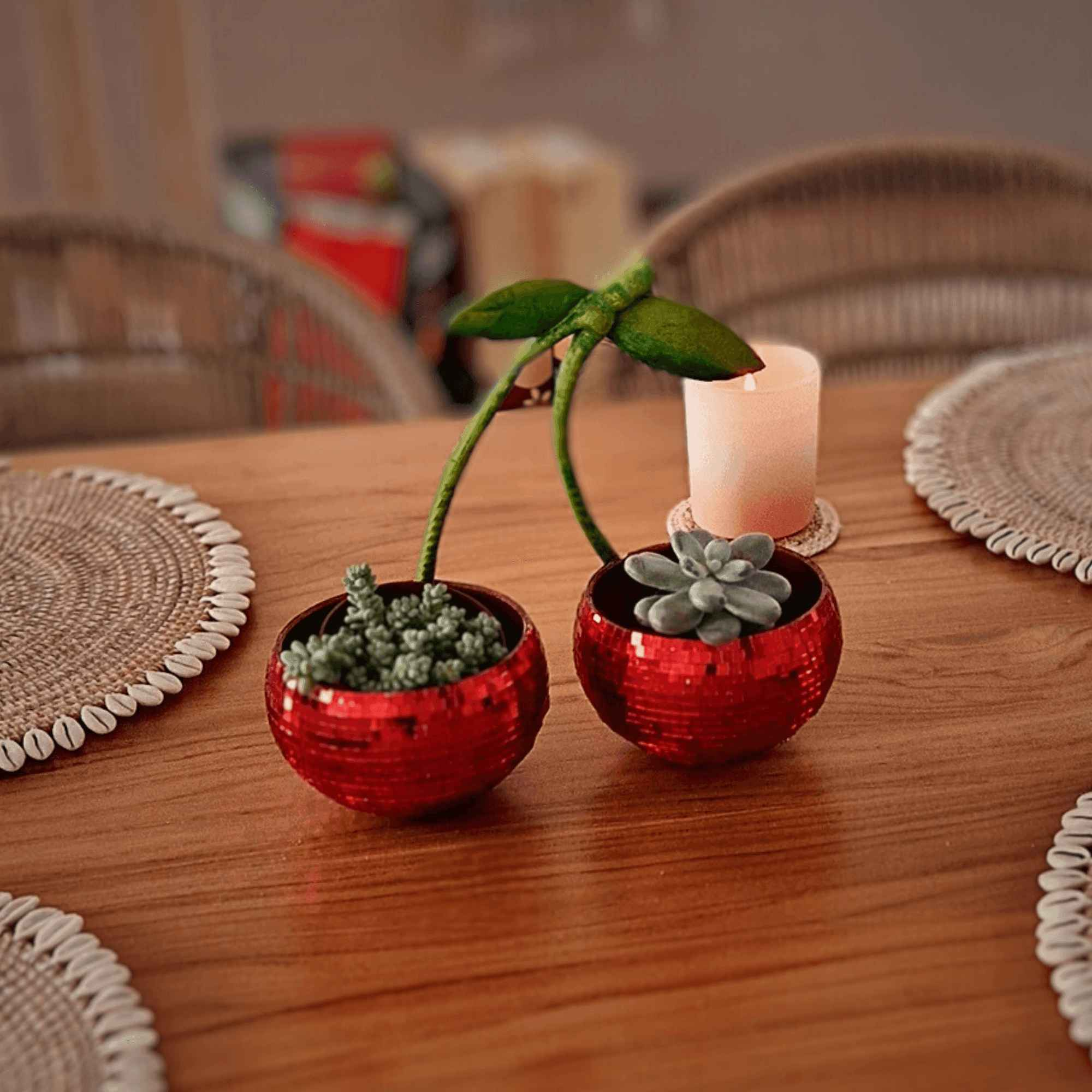 Cherry Disco Ball Planter