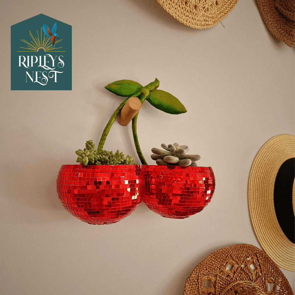 Cherry Disco Ball Planter
