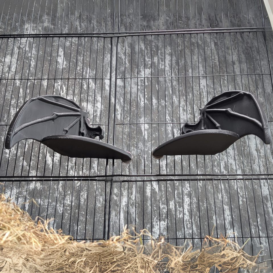 Gothic Bat Wing Rat Cage Shelf Perch displayed alongside complementary pieces