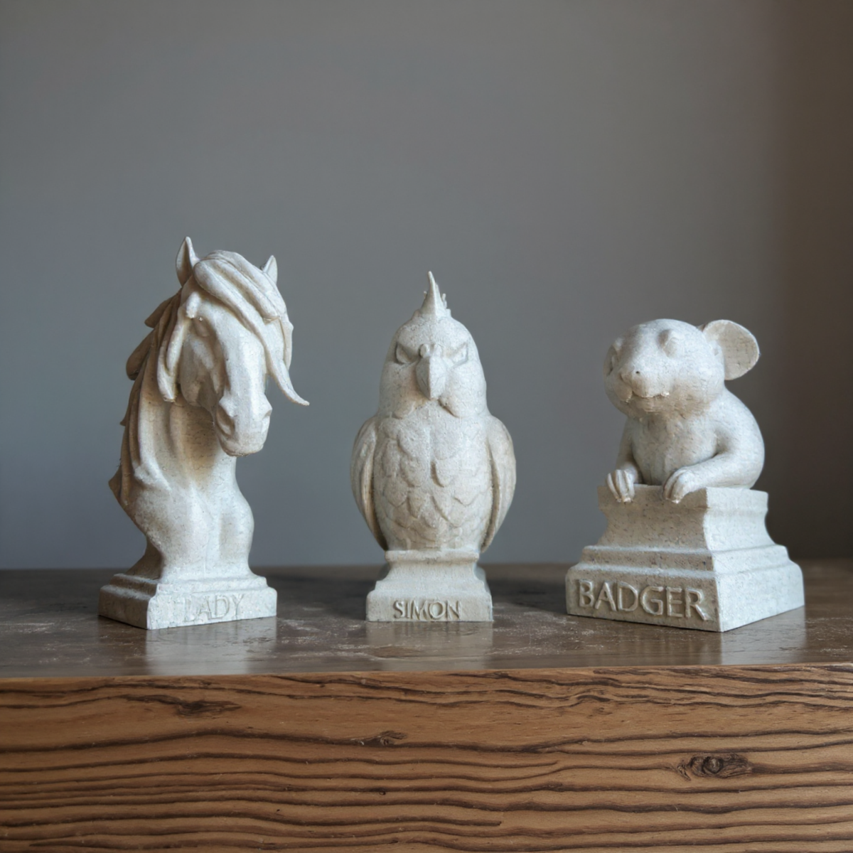 Custom Pet Bust displayed alongside complementary pieces